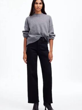 MADEWELL The Perfect Vintage Wide-Leg Jean High Rise Black Wash Size 24 Petite